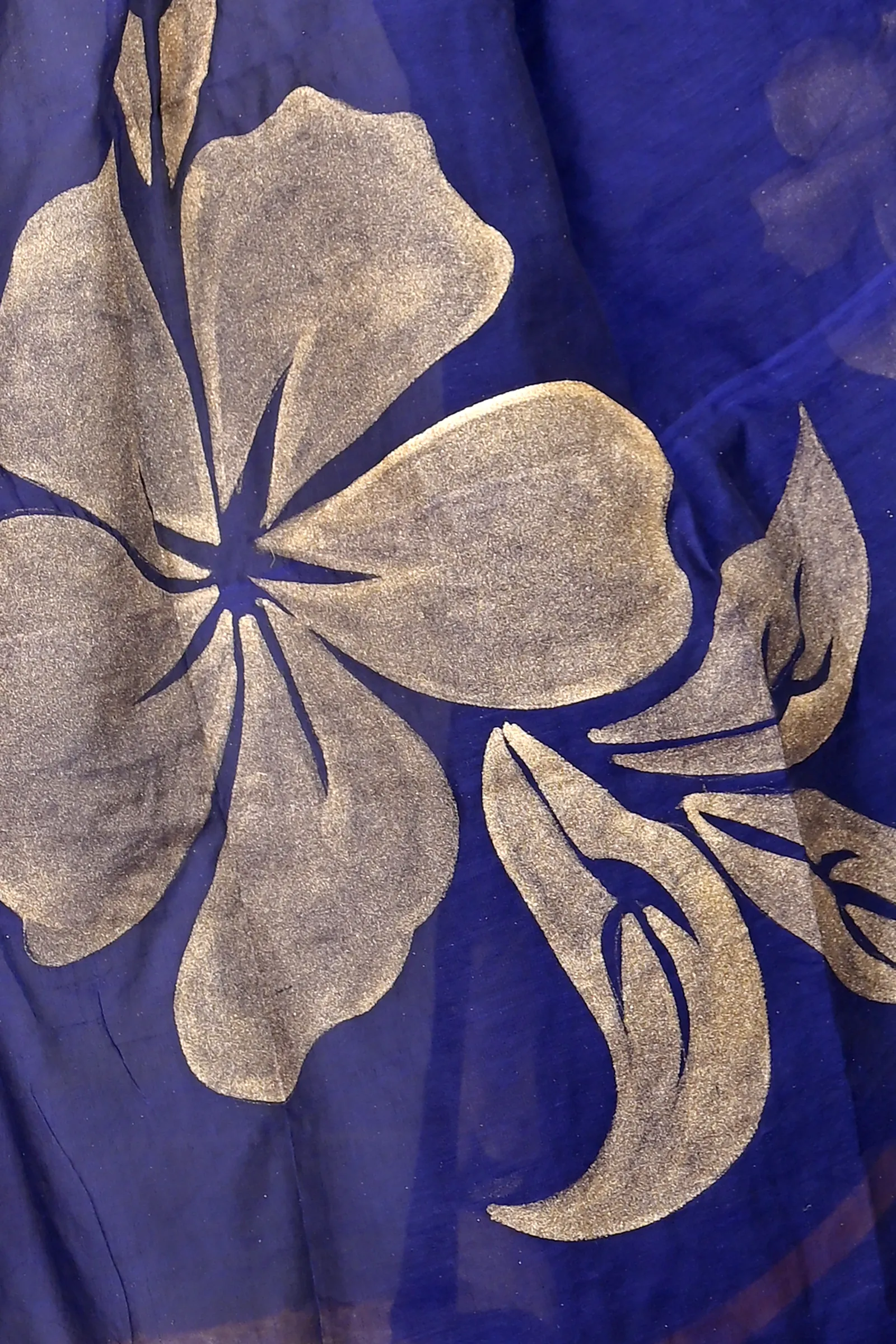 Blue Cotton Blended Soura Printed Handloom Saree (602)